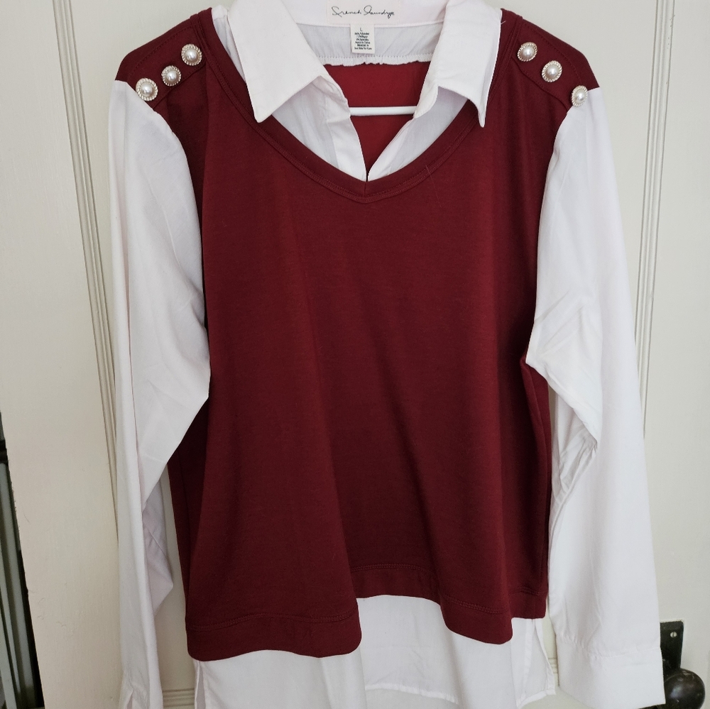 Burgundy Sweater Vest with White Shirt